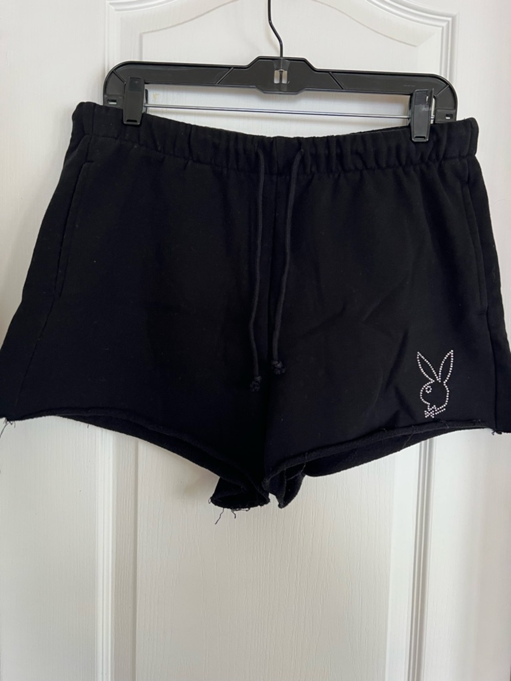 PLAYBOY Black Rhinestone Bunny Athletic Lounge Shorts